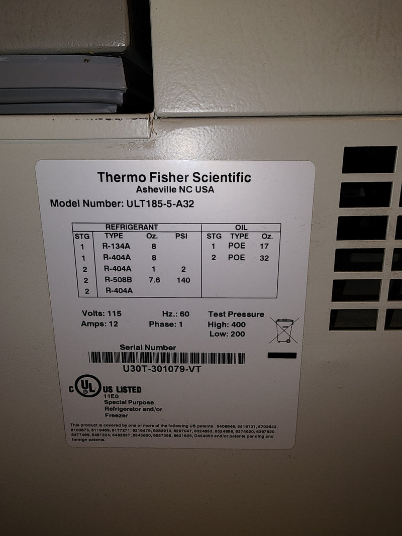 Thermo Scientific Revco model ULT185-5-A32 -80C Ultra-low temperature benchtop freezer 115V (pre-owned)