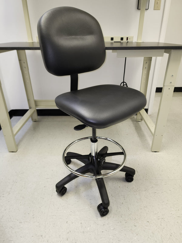 Rolling lab chair | Desk height with vinyl seat and back -- adjustable height (16" to 21")