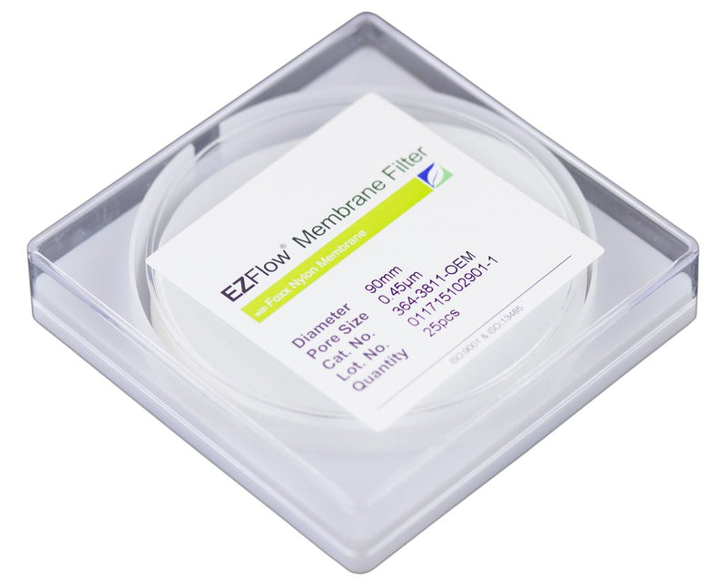 Foxx Life Sciences 364-3811-OEM EZFlow  Membrane Disc Filter, 0.45µm Nylon, 90mm, 25/pack - Government Lab Enterprises