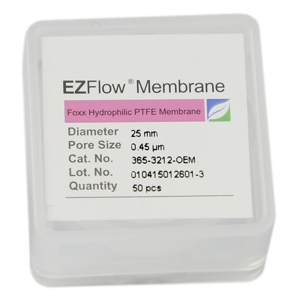 Foxx Life Sciences 365-3212-OEM EZFlow  Membrane Disc Filter, 0.45µm Hydrophobic PTFE, 25mm, 50/pack - Government Lab Enterprises