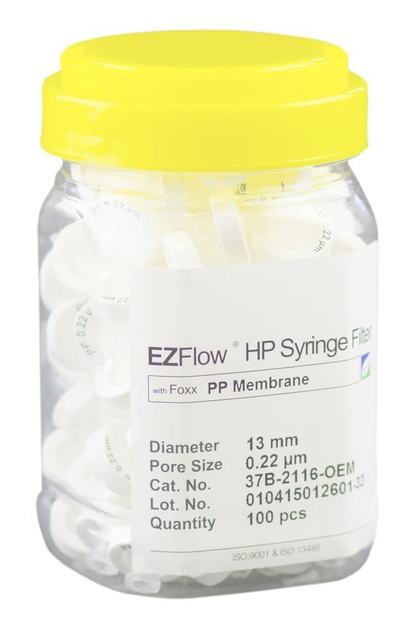 Foxx Life Sciences 37B-2116-OEM EZFlow  Syringe Filter, 0.22µm Polypropylene, 13mm, 100/pack - Government Lab Enterprises