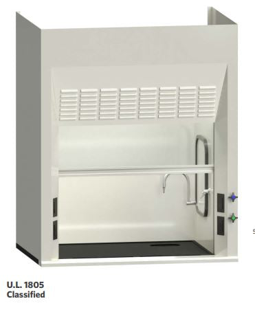 AMS EH-111-48-MOD Eliminator 100 Series 4 foot Laboratory Benchtop Chemical Fume Hood with Stainless Steel Liner, 2 Gas Packages, Acid Cabinet and Blower Package