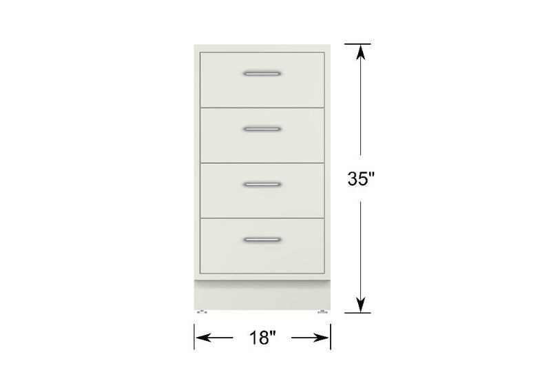 CLP 18" wide Standing Height Metal Base Cabinet with 4 drawers (22" Deep x 35" Tall)