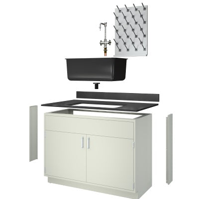48" wide Metal Laboratory Sink Cabinet Package