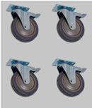 Light duty 4" urethane locking casters (set of 6) for lab bench with middle leg | MLDC-4