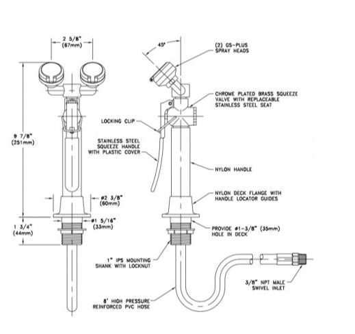 Guardian drench hose, deck-mounted eyewash (G5022e) - Government Lab Enterprises