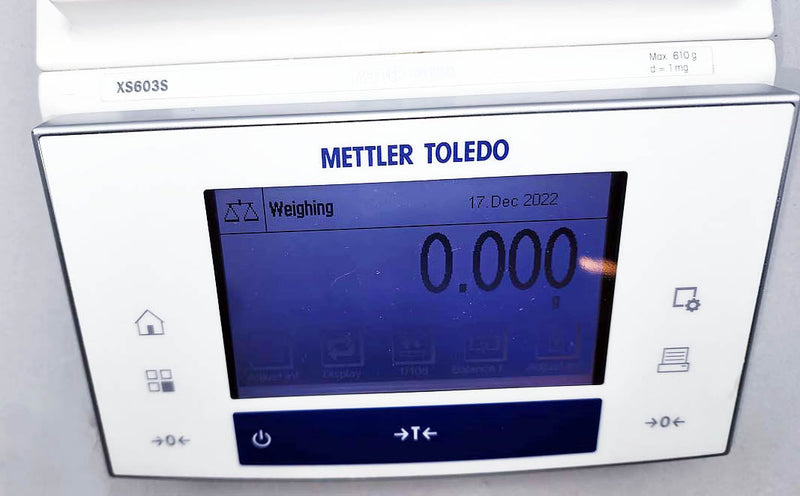 Mettler Toledo XS603S toploading balance (610g x 1mg) (Pre-owned)