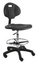 Rolling lab chair | Bench height with urethane seat and back -- adjustable height (21" to 31")