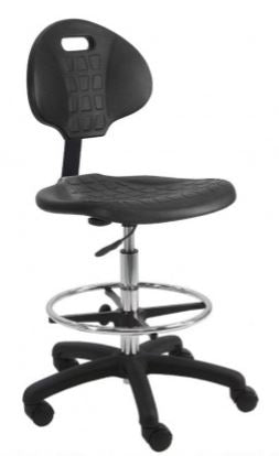 Rolling lab chair | Bench height with urethane seat and back -- adjustable height (21" to 31")