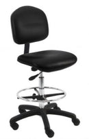 Rolling lab chair | Bench height with vinyl seat and back -1 leveler- adjustable height (23" to 33")