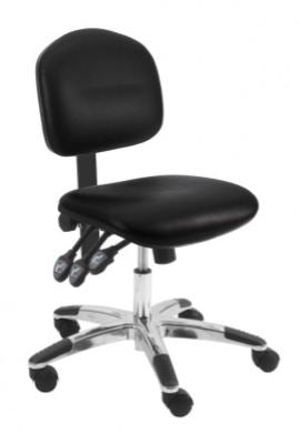 Rolling lab chair | Desk height with vinyl seat and back, 3 lever adju