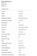 Stainless steel lab table:  48" x 30" 16 Ga. with undershelf (NEW)