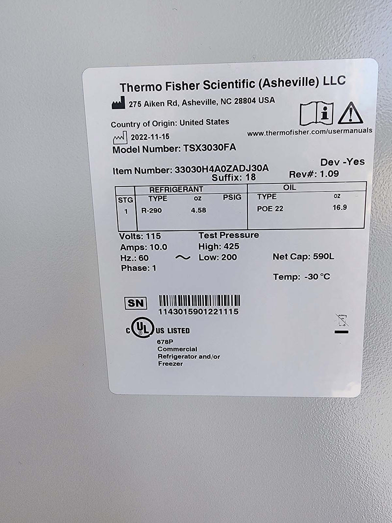 Thermo Scientific TSX3030FA -30C freezer | Government Lab Enterprises